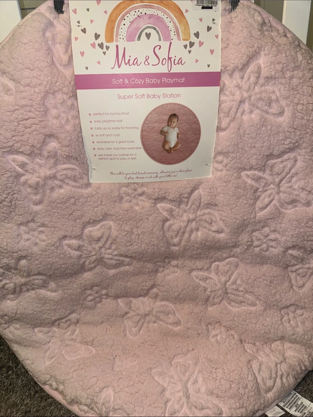 Baby Gear Pink Plush Butterfly Playmat